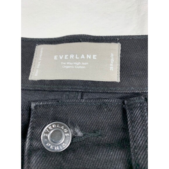 Everlane Way High Jean Straight Leg Size 28 Black Denim 100% Cotton Raw Hem - Picture 2 of 11
